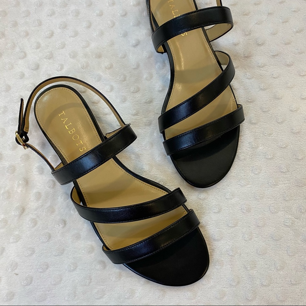 Talbots Black Leather Sandals NWOT Size 8